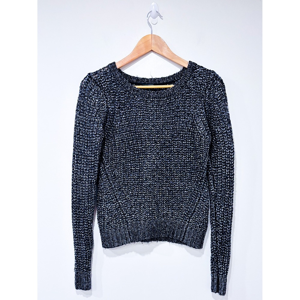 DYNAMITE Black knit sweater | Cozy Metallic Minimalist | X-Small